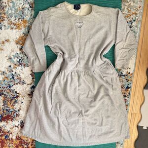 VINTAGE ALLEN SOLLY Gray Sweater DRESS SIZE M French Embroidered Bow Les Fleurs